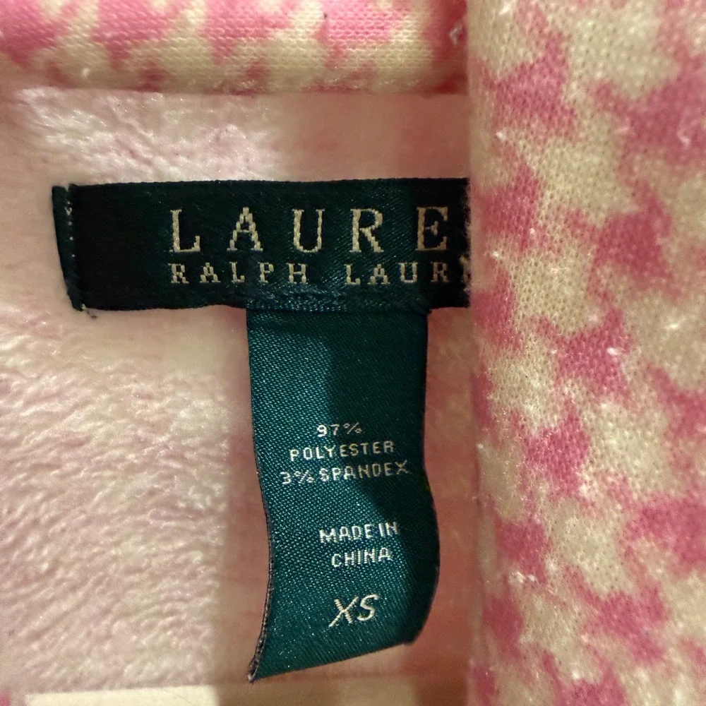 Lauren‎ Ralph LaurenPink Houndstooth Fleece Belted Robe Shawl Collar Womens S